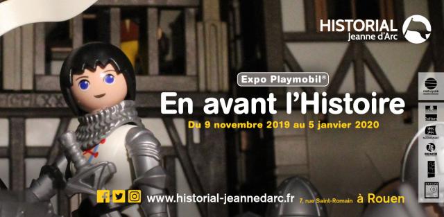 Affiche Expo "En avant l'Histoire" Jeanne d'Arc en Playmobil
